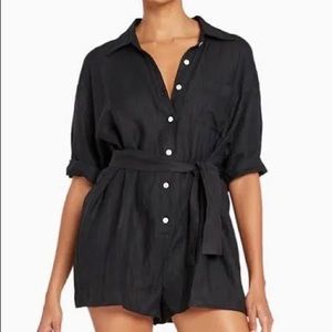 Black linen romper